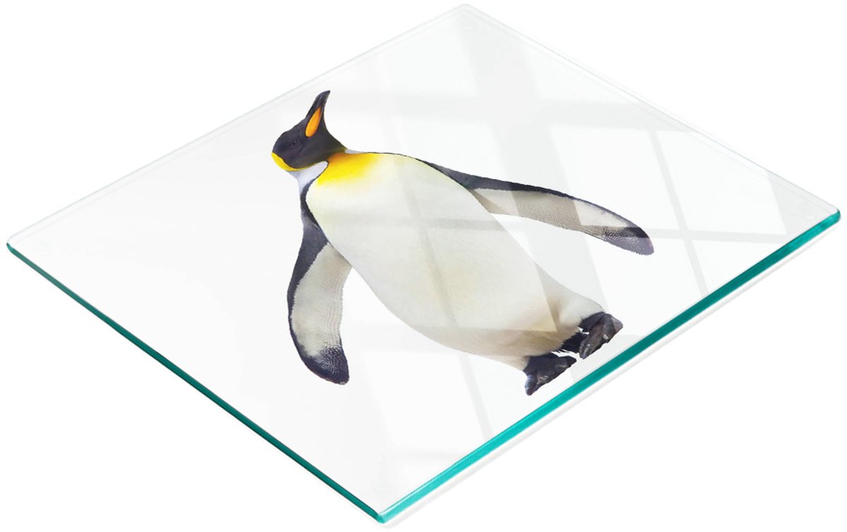 Serveerplank van gehard glas met pinguïnafbeeldingen, 60x52 cm