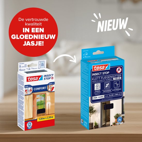 tesa INSECT STOP H&L Fly Screen Premium for Doors - hor voor deur met klittenband, verwijderbaar, antraciet - 120 x 250 cm van Tesa — afbeelding 2