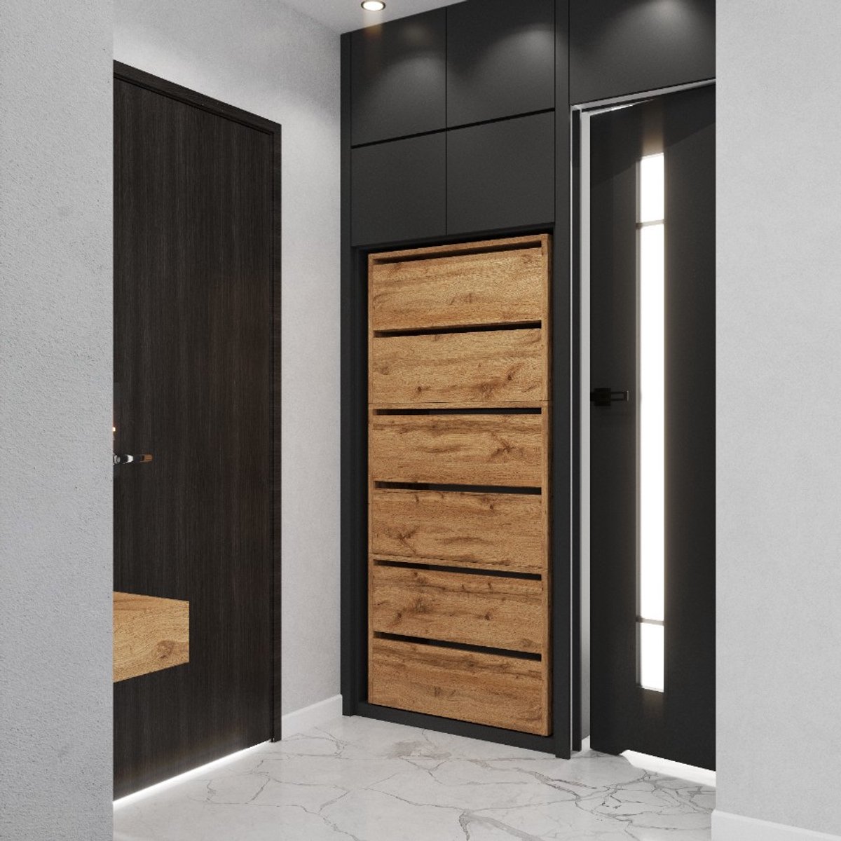HIT Wotan Eiken - Modulaire Schoenenkast - 3 Delig - Kantelscharnieren - 6 Lades