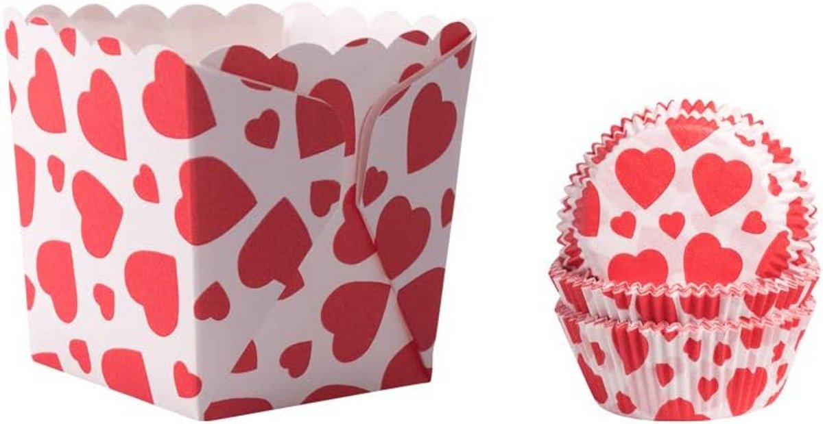 72 Bakvormpjes Hartjes: Cupcakevormen en Mini Snack Boxen - Bakgerei Set