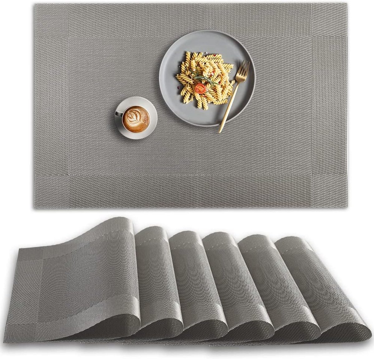 Set van 6 Hittebestendige en Antislip Tafelmatten - Wasbaar PVC