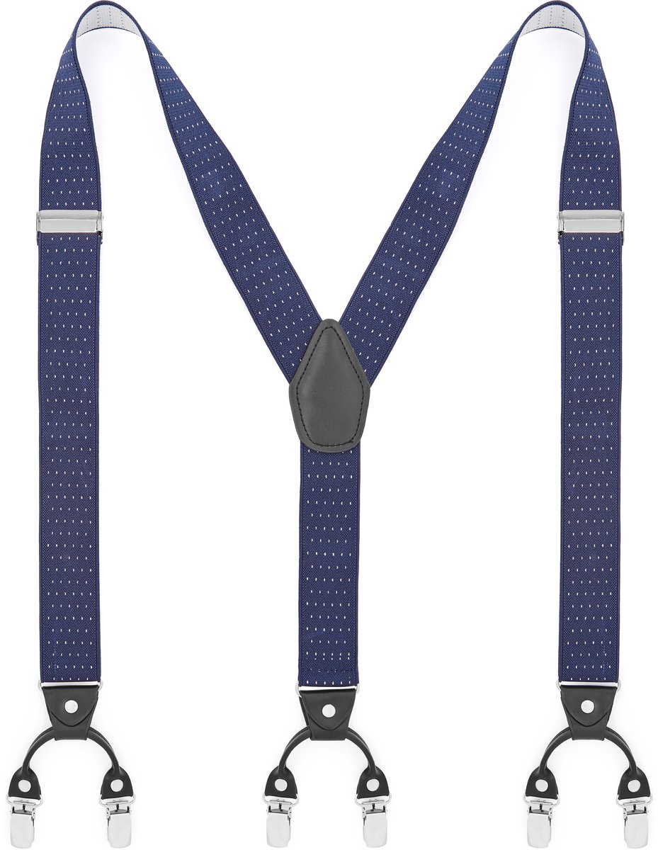 Brede Gestippelde Marineblauwe Clipbretels