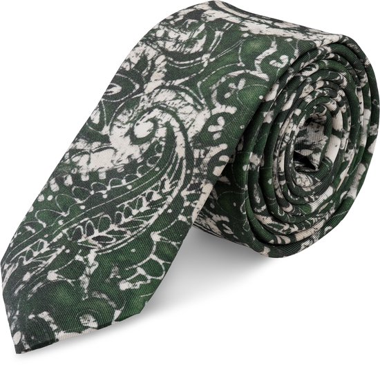 Virtuo | Cravate en soie à motifs cachemire vert foncé 6 cm