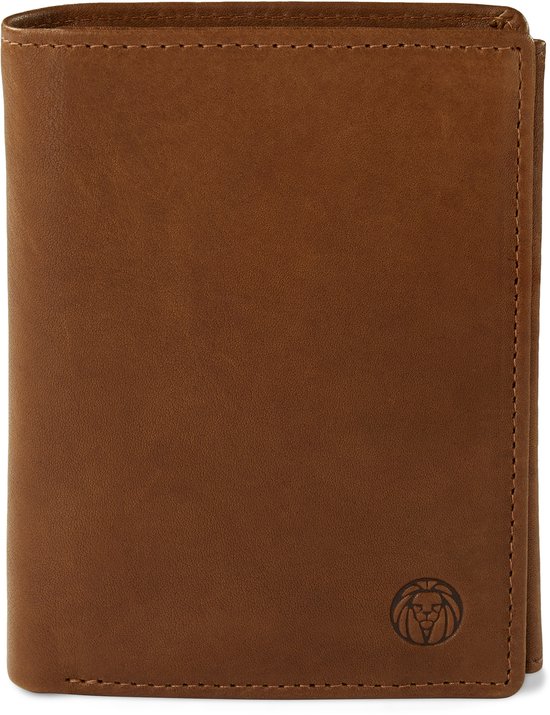 Portefeuille en cuir brun havane vintage anti-RFID Cambodia