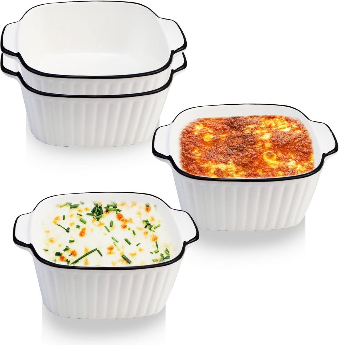 Set van 4 Kleine Keramische Ovenschaaltjes Geschikt voor Oven en Airfryer