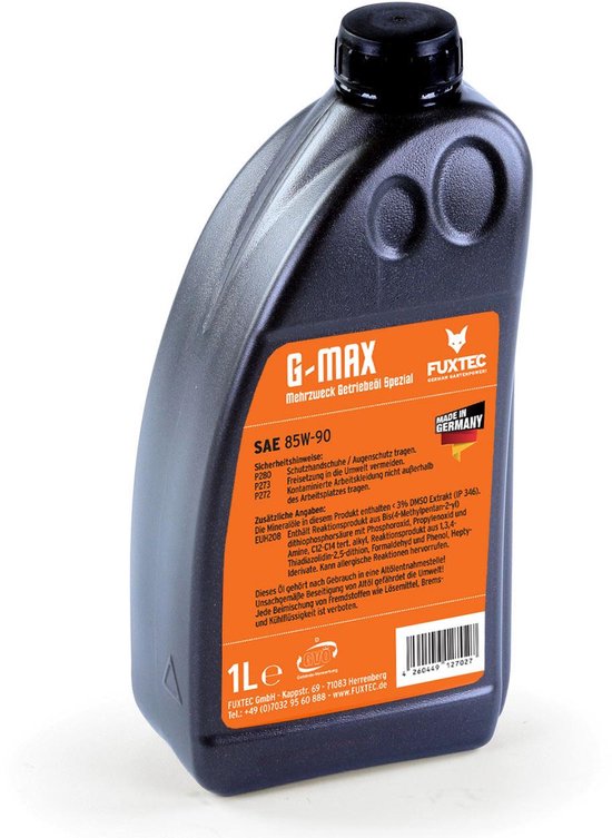 FUXTEC olie voor transmissie - G-MAX - multifunctionele transmissieolie - versnellingsbak olie - tandwielolie - 1 liter - SAE 85W90 - aanbevolen voor FUXTEC-motoren van FUXTEC — afbeelding 2