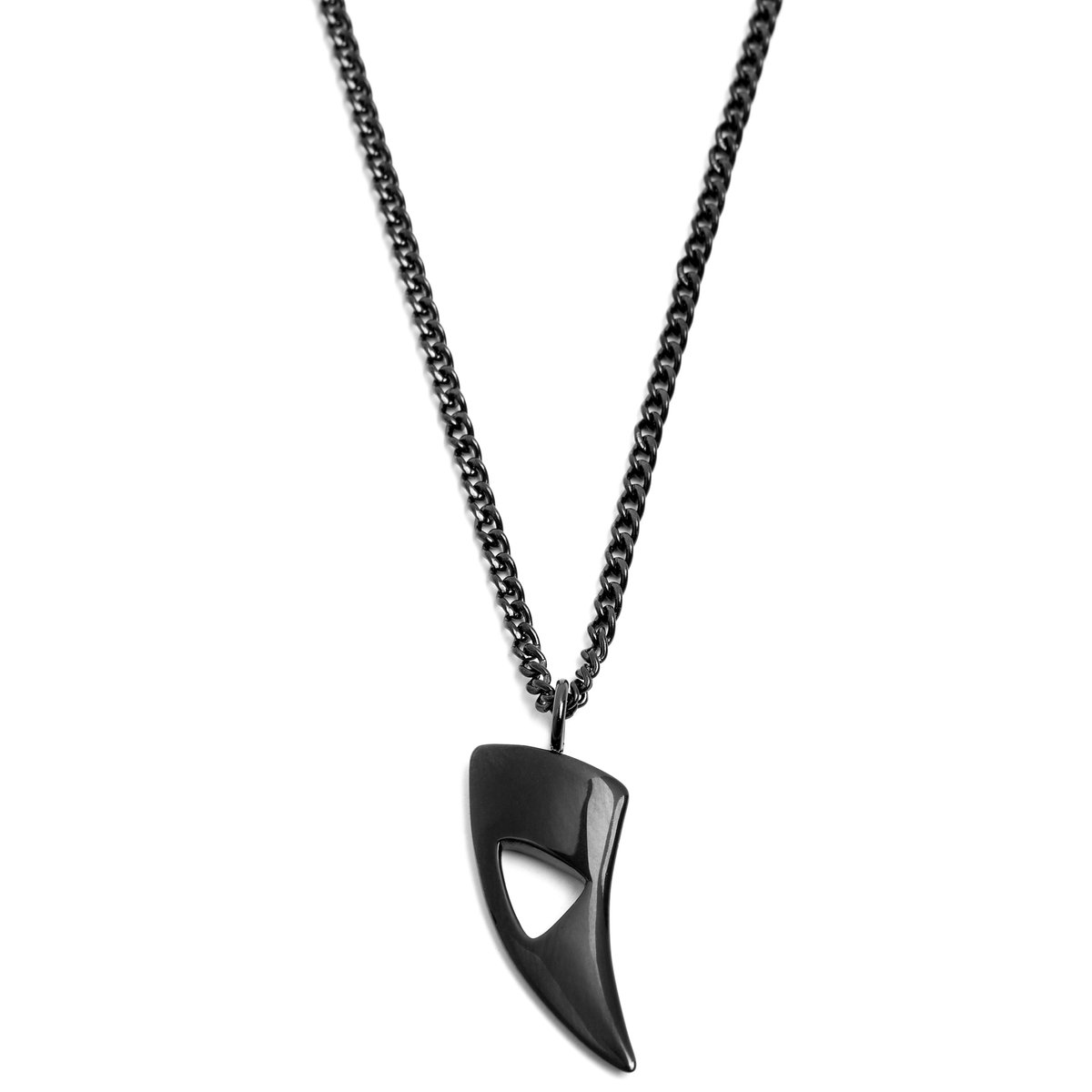 Zwarte Iconic Stalen Ketting met Uitsparing