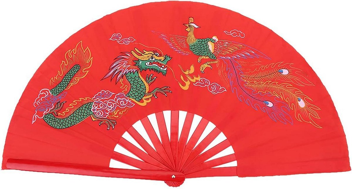 Tai Chi Bamboe Fan - Rode Rechterhand voor Mannen en Vrouwen - Kung Fu Vechtsport - Performance en Decoratie