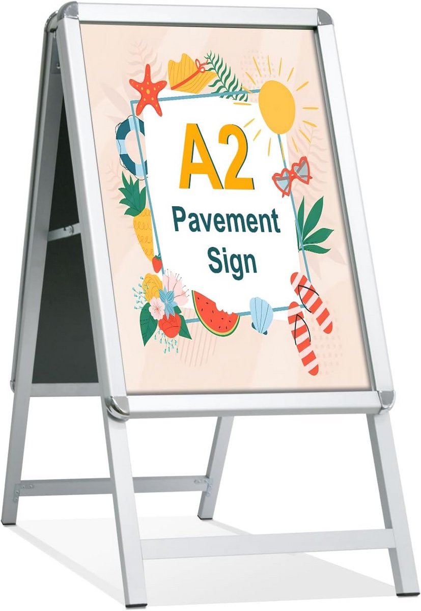 Dubbelzijdige Stoepbord A2 - Verstelbare Posterstandaard met Antislipvoeten