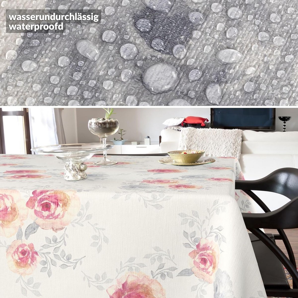 Wasbare Tafelkleed met Rozenprint - Waterafstotend en Afwasbaar