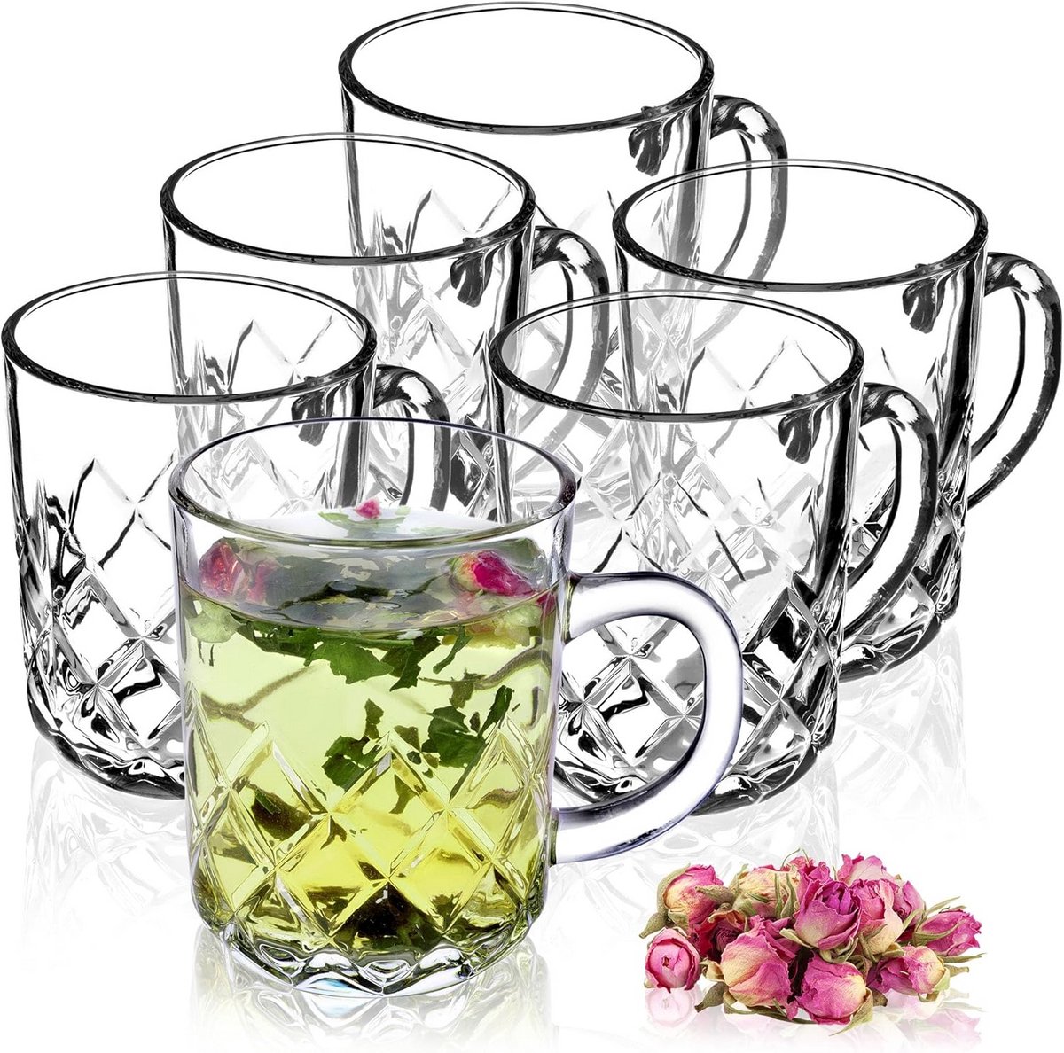Set van 6 Glazen met Hendel - Hittebestendige Koffie- en Theeglazen