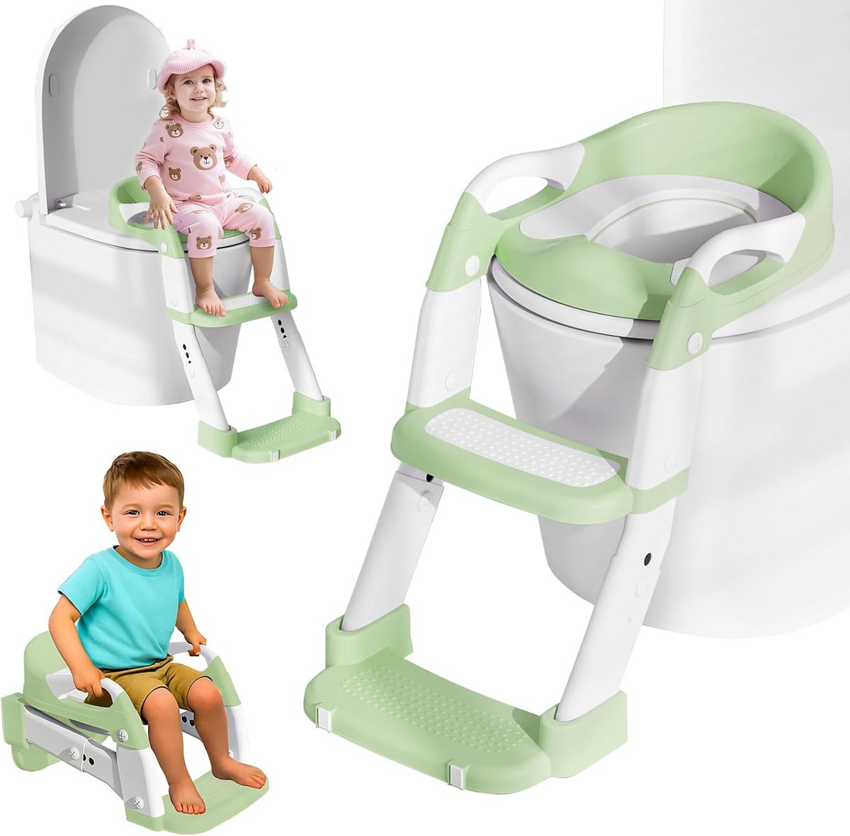 Kindertoiletbril met Trap en Wisselbaar Potje - 3-in-1 Trainingsbril voor Jongens en Meisjes