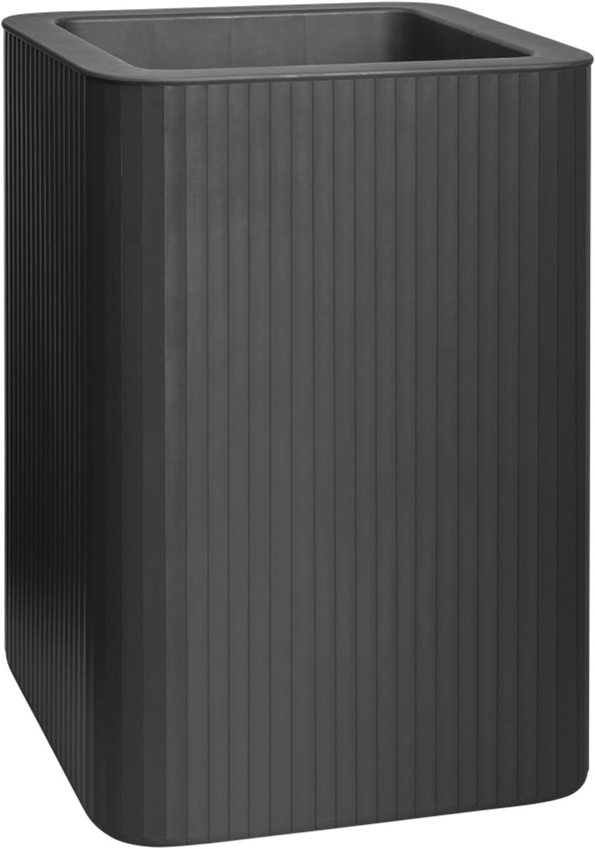 Florus Jive Vierkant Hoog Stripe 40cm - Plantenbak voor Buiten -100% Gerecycled Plastic – L39 x W39 x H60.2 - Antraciet