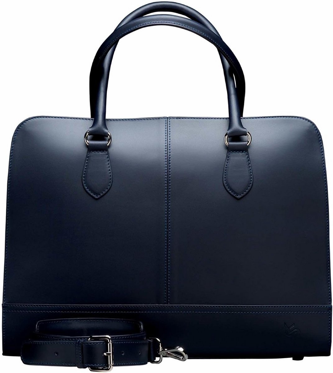 Leren Laptoptas Dames 13-14 Inch Schoudertas met Trolleyband - Kroko Print Donkerblauw