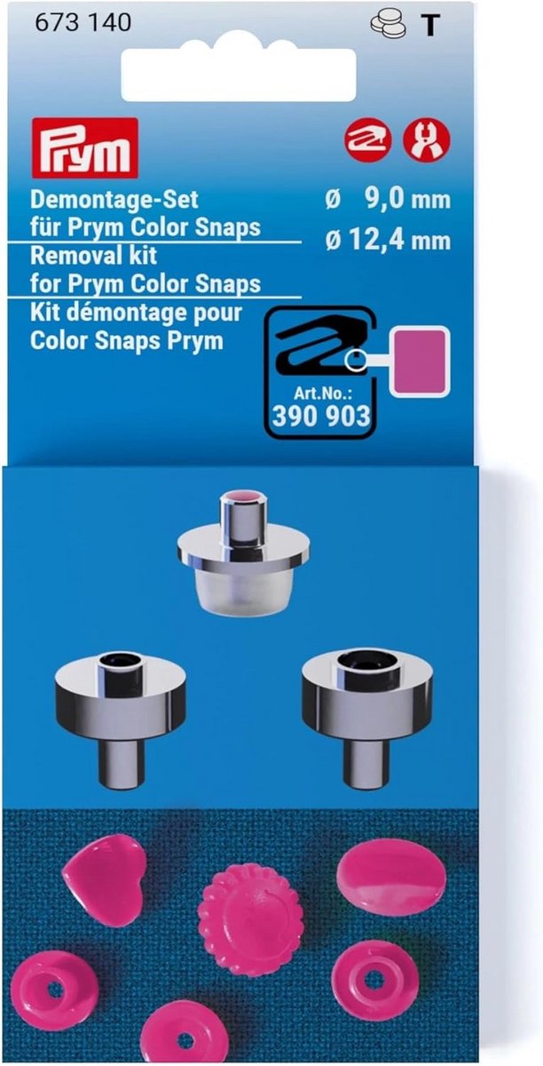 Verwijderset Drukknoopjes Kleur, 9 en 12,4 mm