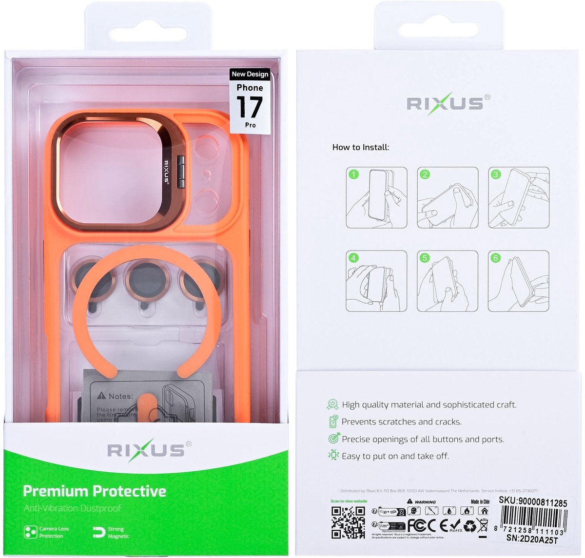 Rixus Classic 03 Case With MagSafe For Apple iPhone 17 Pro Orange