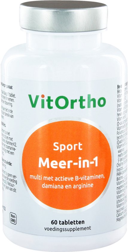 VitOrtho Sport Meer-in-1, multi met actieve B-vitaminen, damiana en arginine, 60 tabletten voedingssupplement