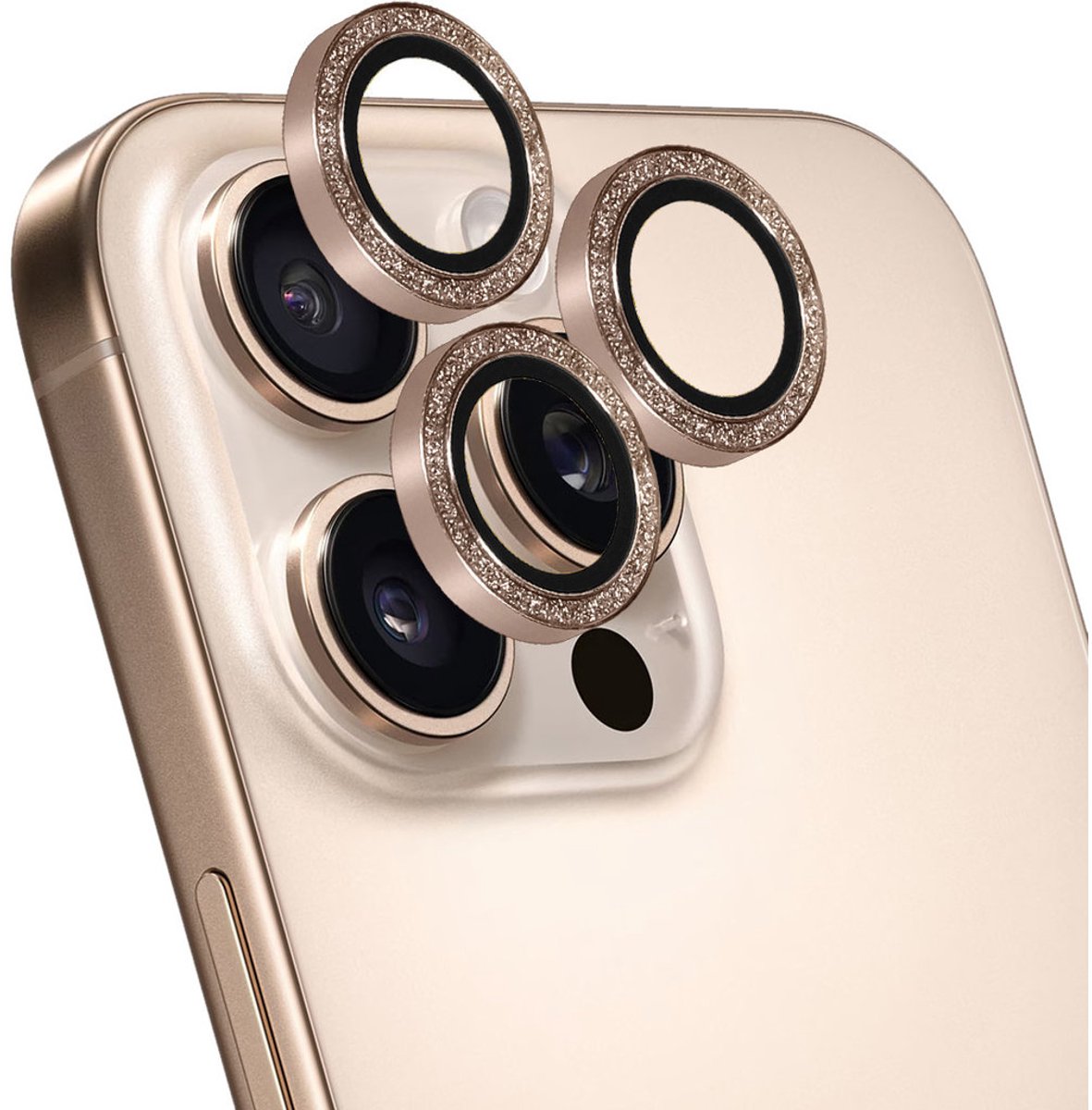 Mobiparts Screenprotector geschikt voor Apple iPhone 16 Pro Max Aluminum | Mobiparts Camera Lens Protector - Case Friendly - Roségoud
