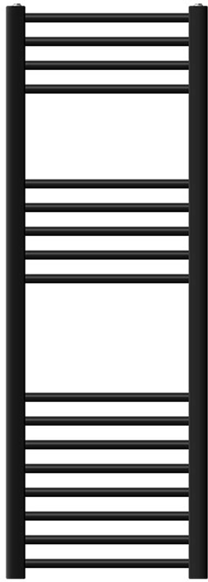 Elektrische badkamerradiator met verwarmingselement van 1200 W, 400 x 1200 mm, matzwart, rechte zijaansluiting en thermostaat LuxeBath