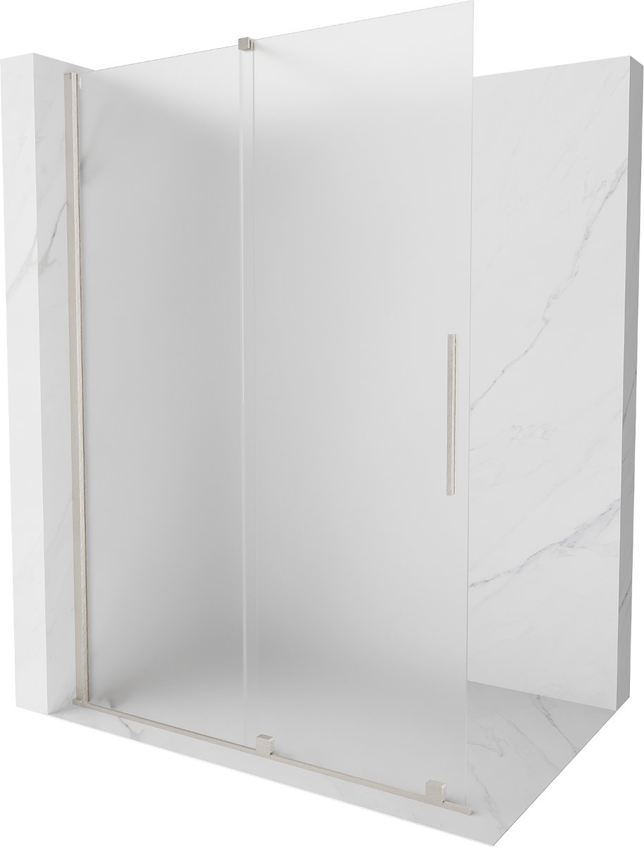 Mexen Velar schuifwand voor douche Walk-in 160 x 200 , matglas 8 mm, geborsteld nikkel - 871-160-000-33-97