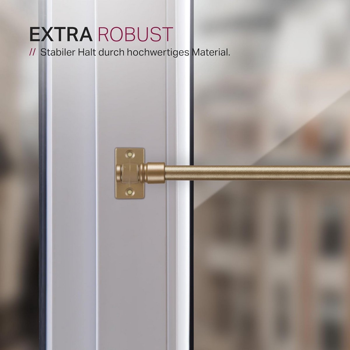 Café Gordijnstang Verstelbaar 125 - 225 cm - Matte Goud Roestvrij Staal voor Bistro & Lich