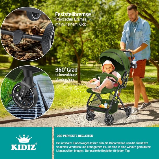 Lichte Kinderbuggy Opvouwbaar incl. Voetenzak en Regenhoes - Geschikt Vanaf Geboorte van Merkloos — afbeelding 4