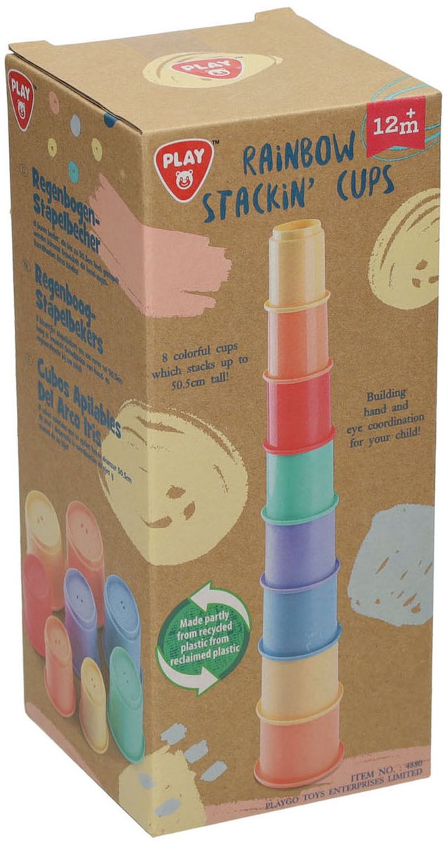 Play stapelblokken regenboog speelgoed set - 8-delig - educatief.