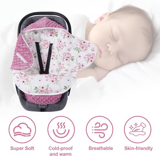 Universele Wikkeldeken voor Baby: Voetenzak voor Kinderwagen, Autostoel & Buggy (3-12 Maanden, Roze Bloemen) van Merkloos — afbeelding 5