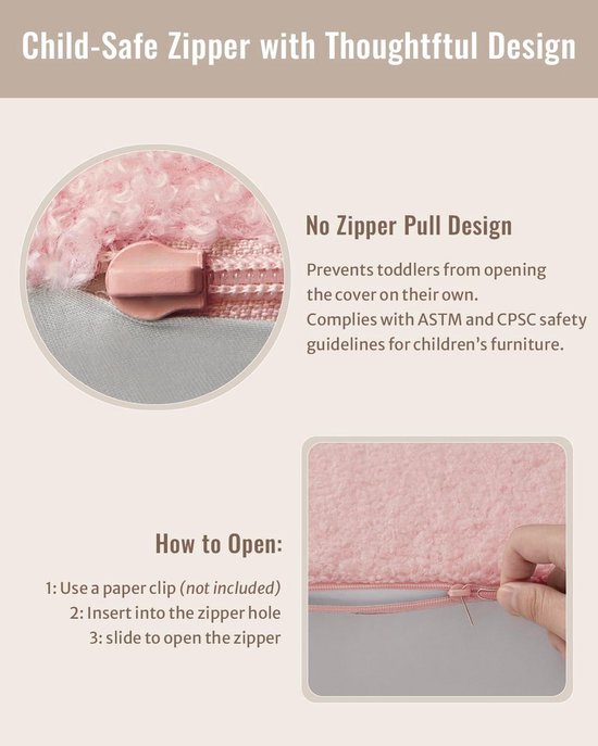Kindersofa 2-in-1 Opvouwbare Toddler Bank Meegroeiende Stoel Roze Schelpontwerp — afbeelding 5