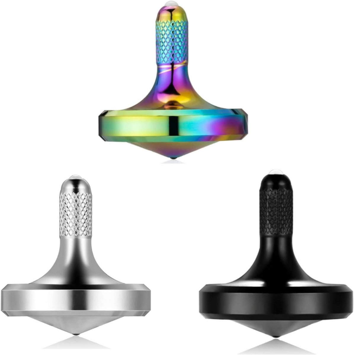 Set van 3 Metalen Draaitollen van Roestvrij Staal - EDC Stressvermindering & Feng Shui Speelgoed