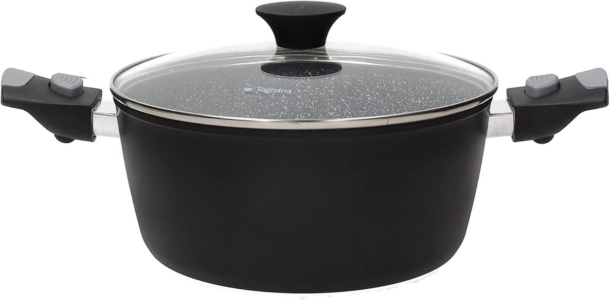 Ruimtebesparende Steelpan met Deksel 20cm en Afneembare Handgrepen