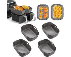 Voor Ninja Foodi Max Dual Zone Air Fryer Accessoires - Set van 4 vierkante siliconen bakplaten - Compatibel met AF300EU, AF400EU en andere Dual Zone-modellen - Grijs