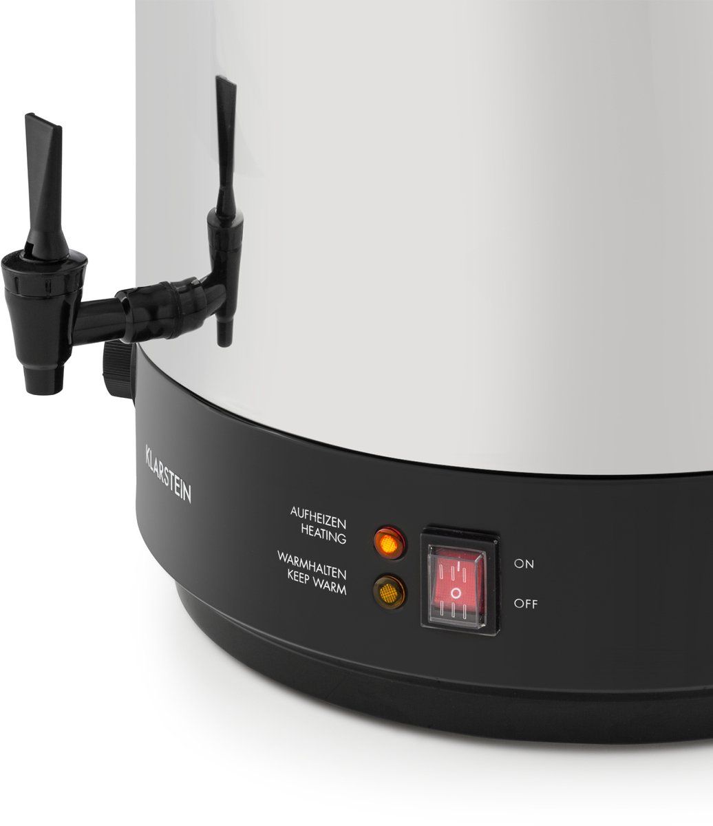 Klarstein Inmaakautomaat KonfiStar 60 - Inmaakketel, Weckketel, Warmdrankdispenser, Inhoud: 60 Liter, 30-110 °C, Timer: 20-120 min, Warmhoudfunctie, Smaakneutraal, Gepolijst RVS - Weckautomaat - voor Inmaak - Zwart - Einkochautomat