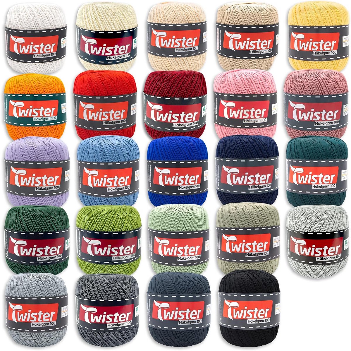 Katoenen Haakgaren Twister 100g - Lus van 580m - 100% Gekamd en Gemerceriseerd