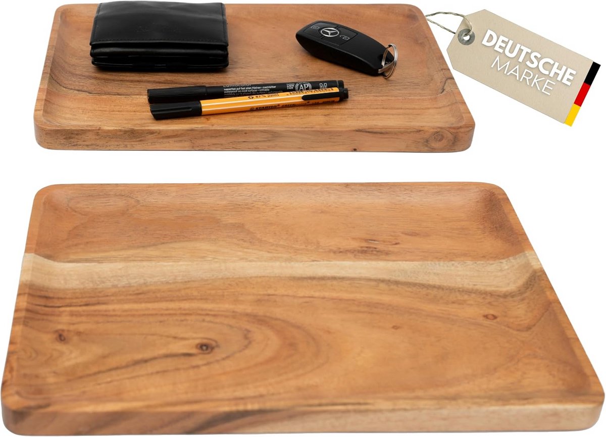 Houten Serveerplank Rechthoekig Acaciahout 30x20 cm - Decoratieve Tafelplank of Dienblad