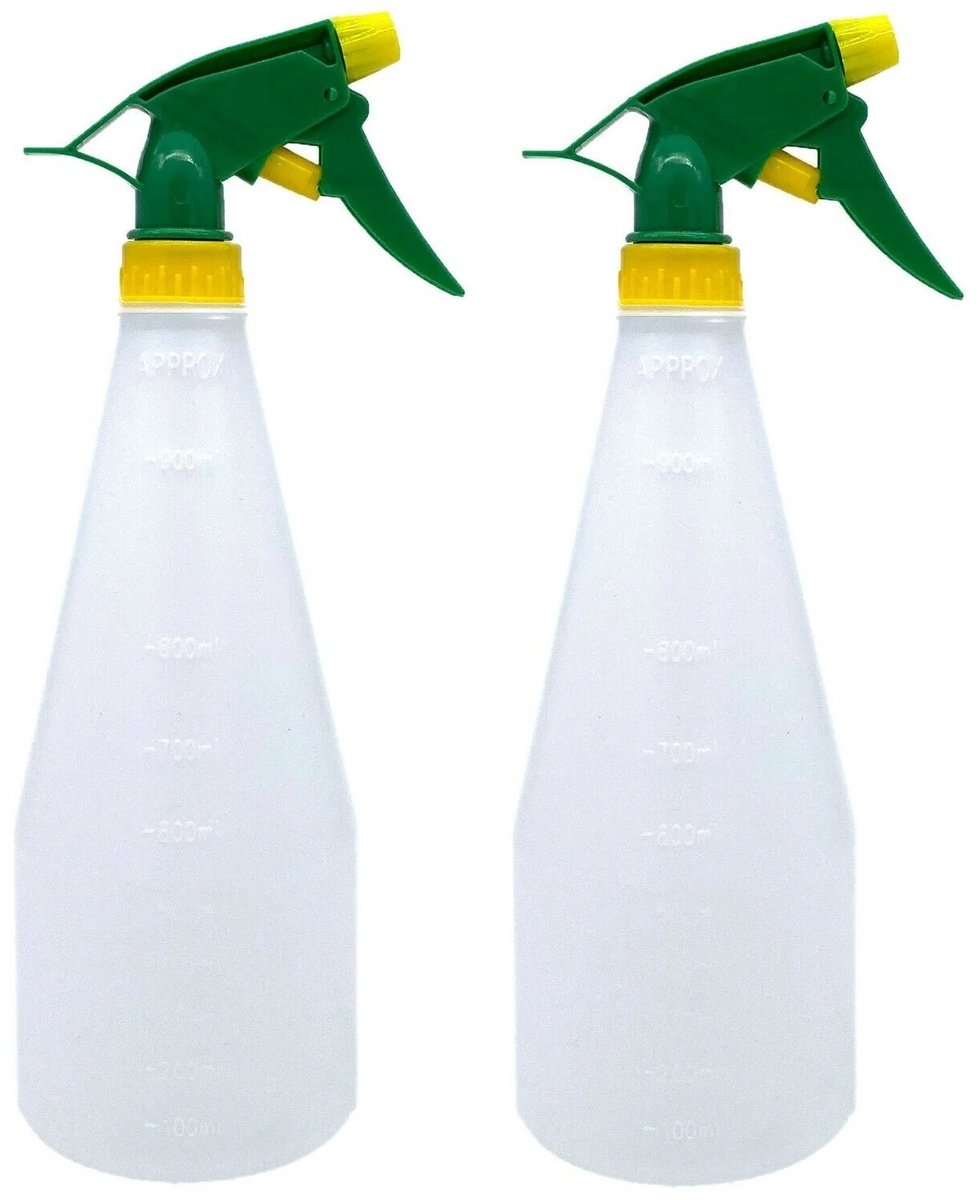 Pro Garden Plantenspuit - 2x - water versproeiers - kunststof - geel/groen - inhoud 1 liter - voor binnen in huis of in de tuin