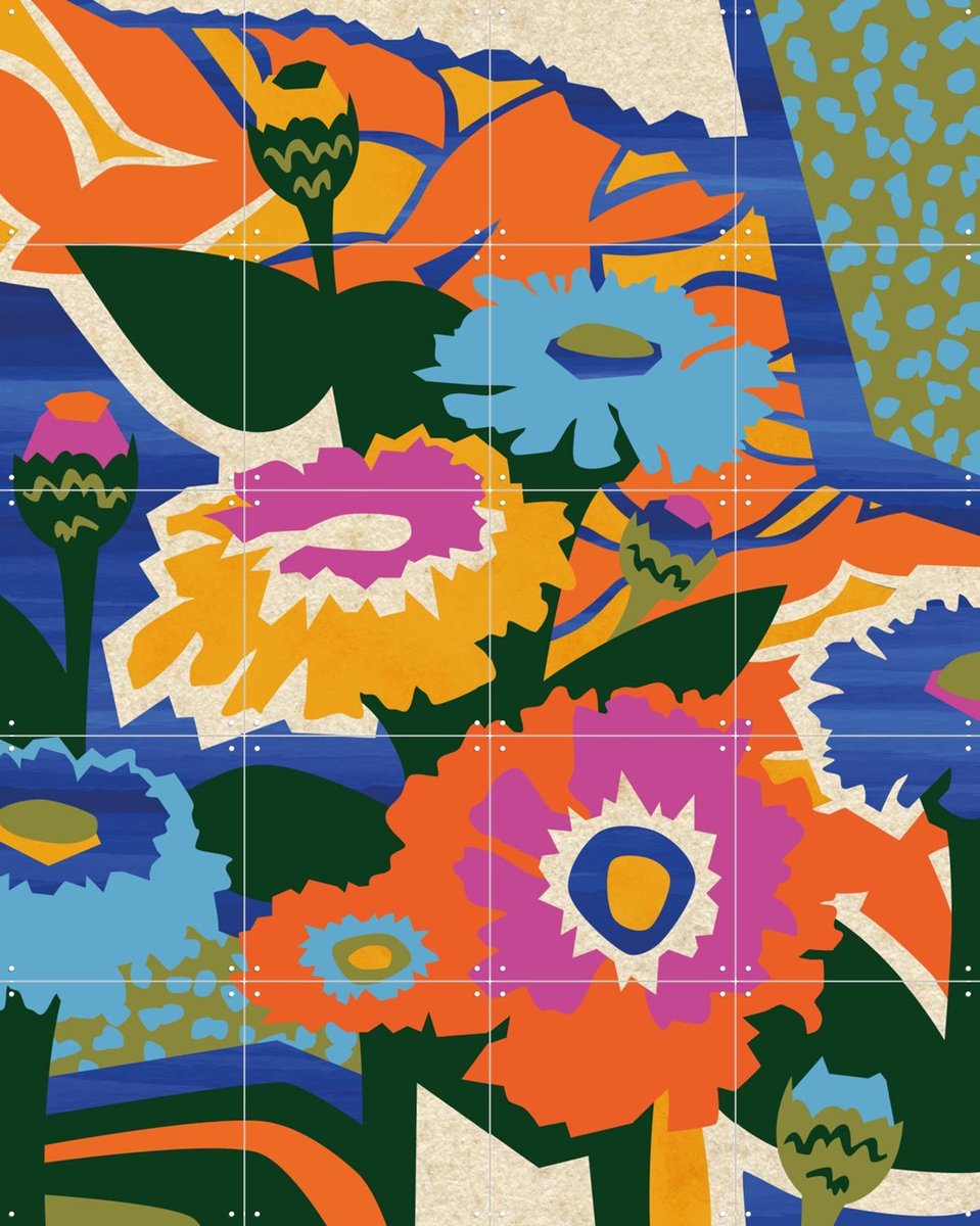 IXXI Zinnia, Megan Gallagher - 80 x 100 cm - Gratis ophangtool - Grote wanddecoratie en posters - Pop art, Speels, Fantasierijk, Digitale Kunst
