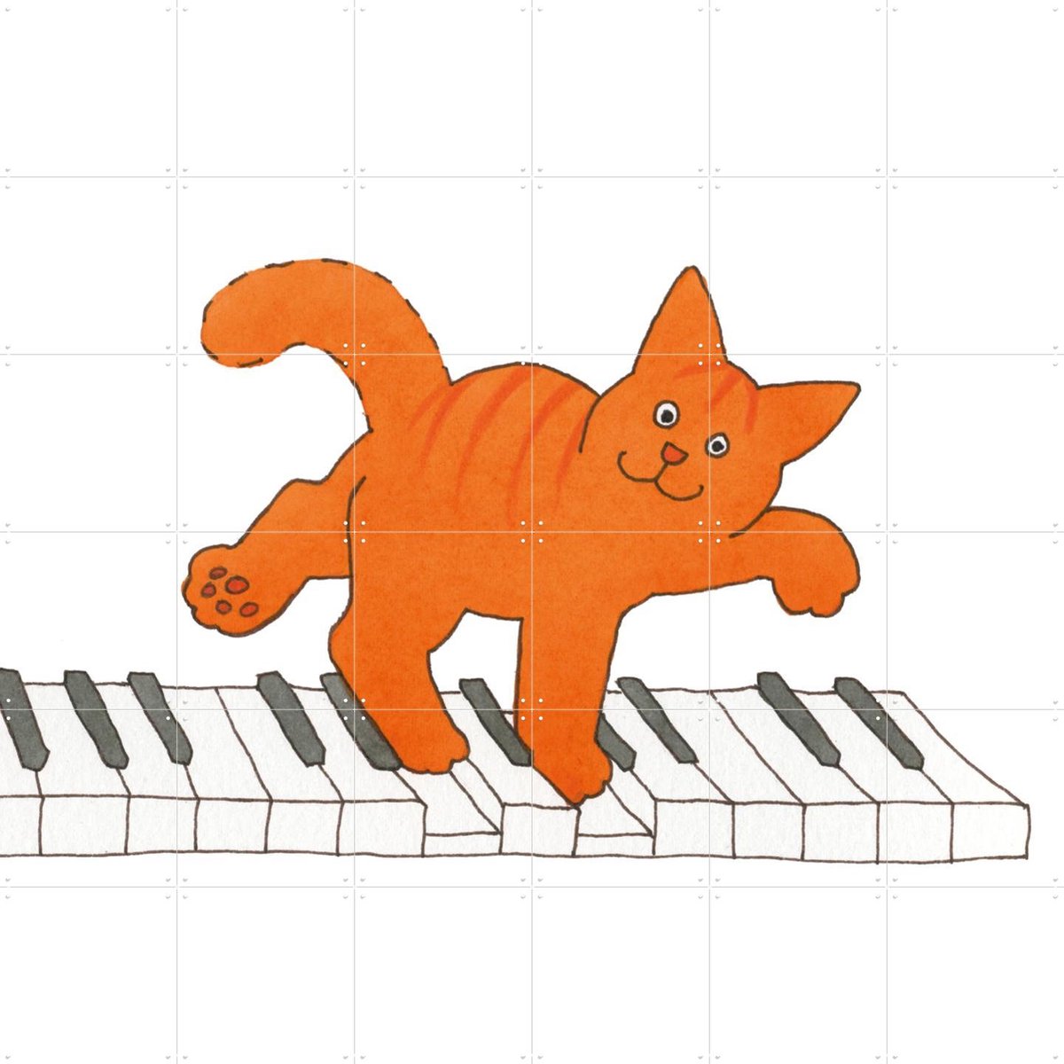 IXXI Dikkie Dik on the Piano, Dikkie Dik - 120 x 120 cm - Gratis ophangtool - Grote wanddecoratie en posters - Cartoonesk, Illustraties, Speels