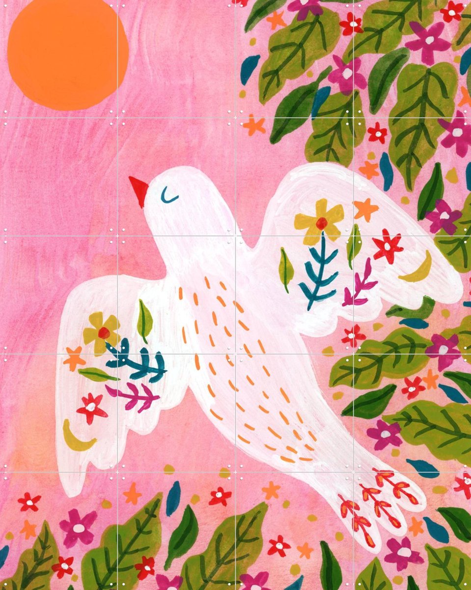 IXXI Vrij en Licht, Kirsten Blom Art & Illustration - 80 x 100 cm - Gratis ophangtool - Grote wanddecoratie en posters - Illustraties, Speels