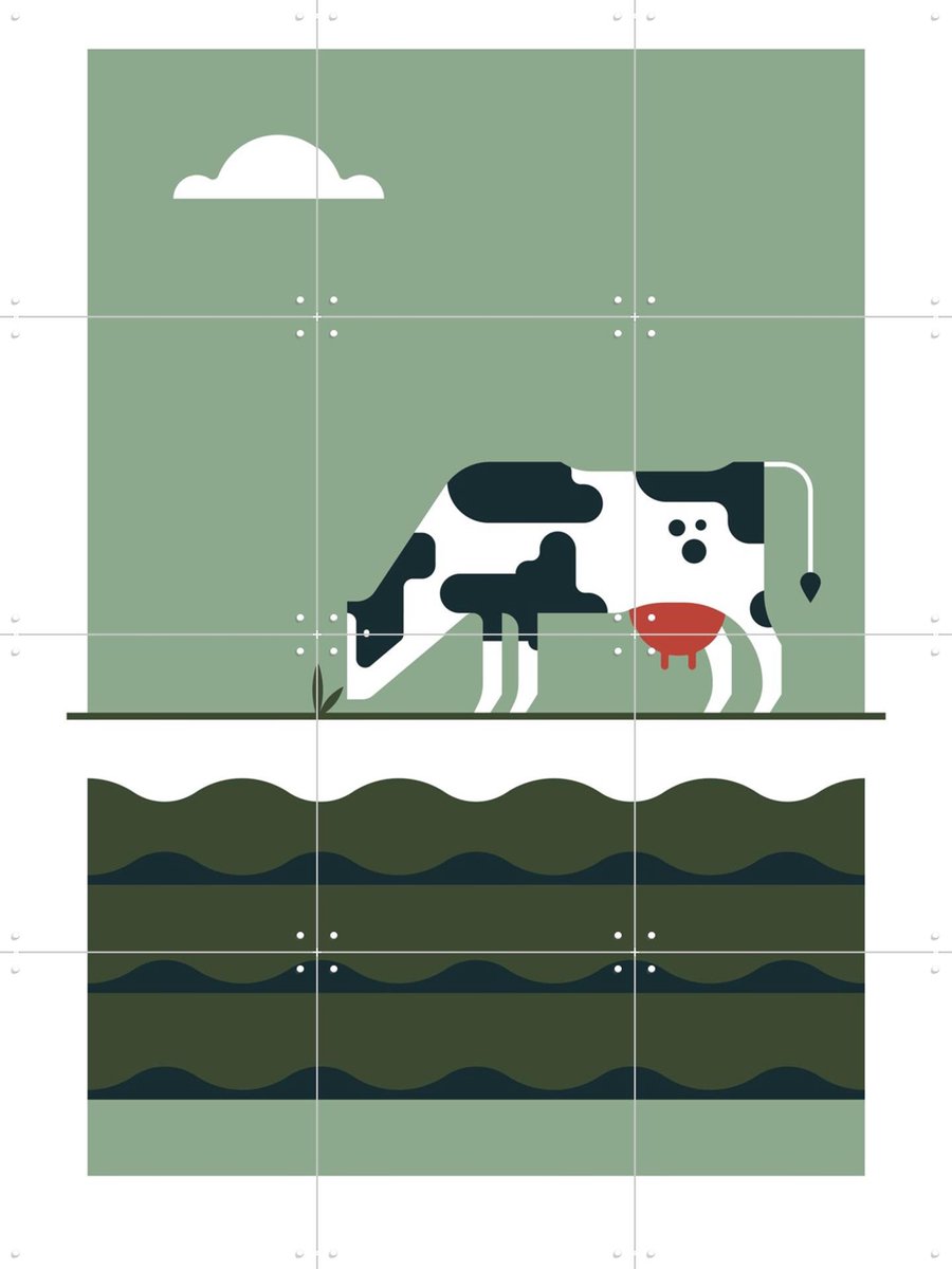 IXXI The Big 5 - cow, Studio Kars + Boom - 60 x 80 cm - Gratis ophangtool - Grote wanddecoratie en posters - Grafisch Ontwerp, Fantasierijk