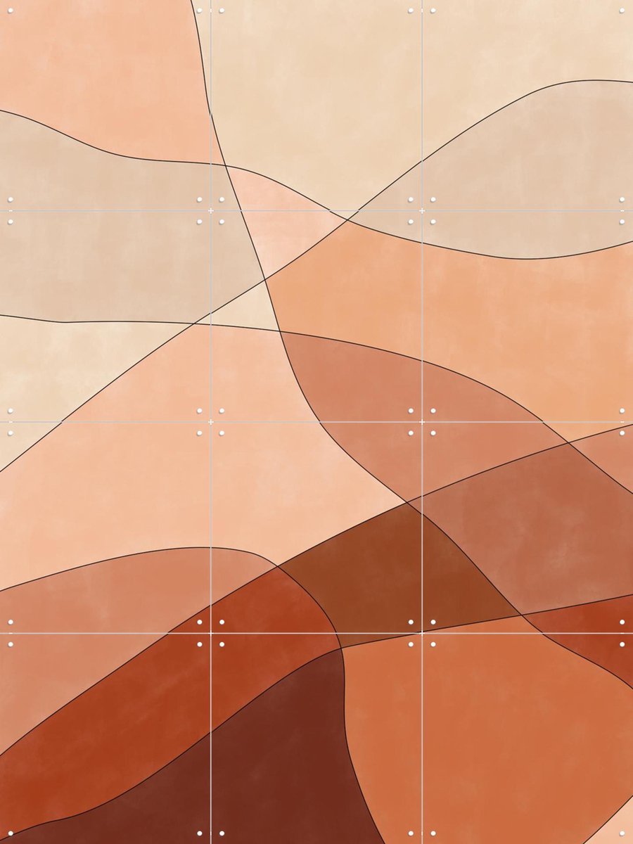 IXXI Flowing Lines And Warm Earth Tones, Elena Ristova & Various - 60 x 80 cm - Gratis ophangtool - Grote wanddecoratie en posters - Abstract