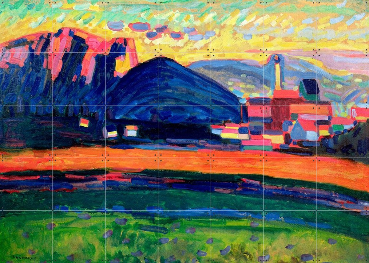 IXXI Landscape with Hills, Kandinsky & Bridgeman Images - 140 x 100 cm - Gratis ophangtool - Grote wanddecoratie en posters - Postimpressionisme