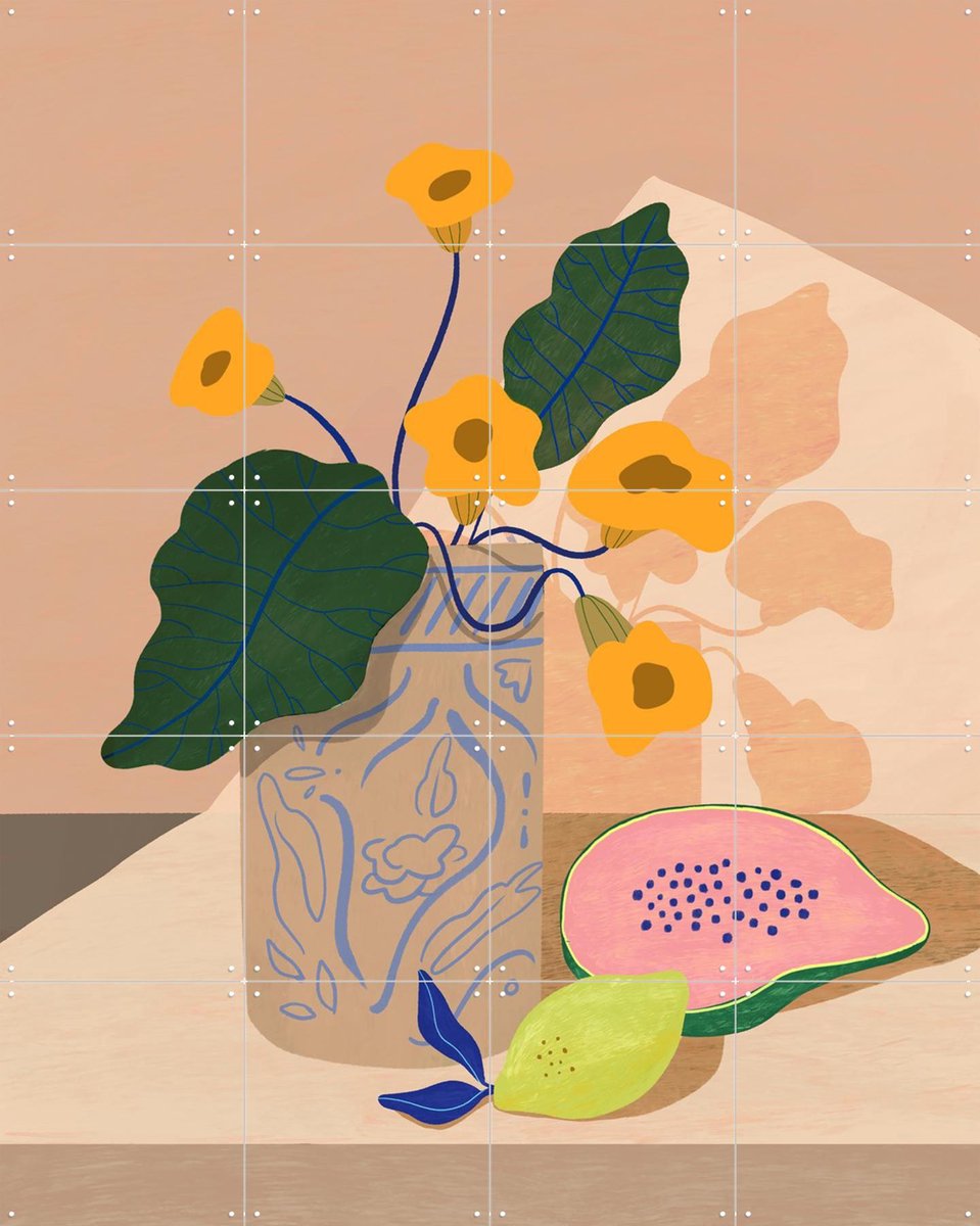 IXXI Lemon Papaya, Arty Guava - 80 x 100 cm - Gratis ophangtool - Grote wanddecoratie en posters - Grafisch Ontwerp, Illustraties, Kleurrijk, Speels