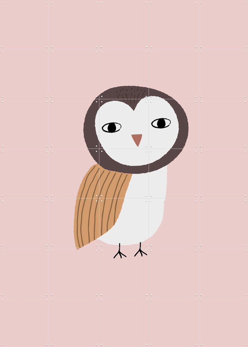 IXXI Owl Rose, Little Otja - 100 x 140 cm - Gratis ophangtool - Grote wanddecoratie en posters - Cartoonesk, Fantasierijk, Illustraties, Grafisch