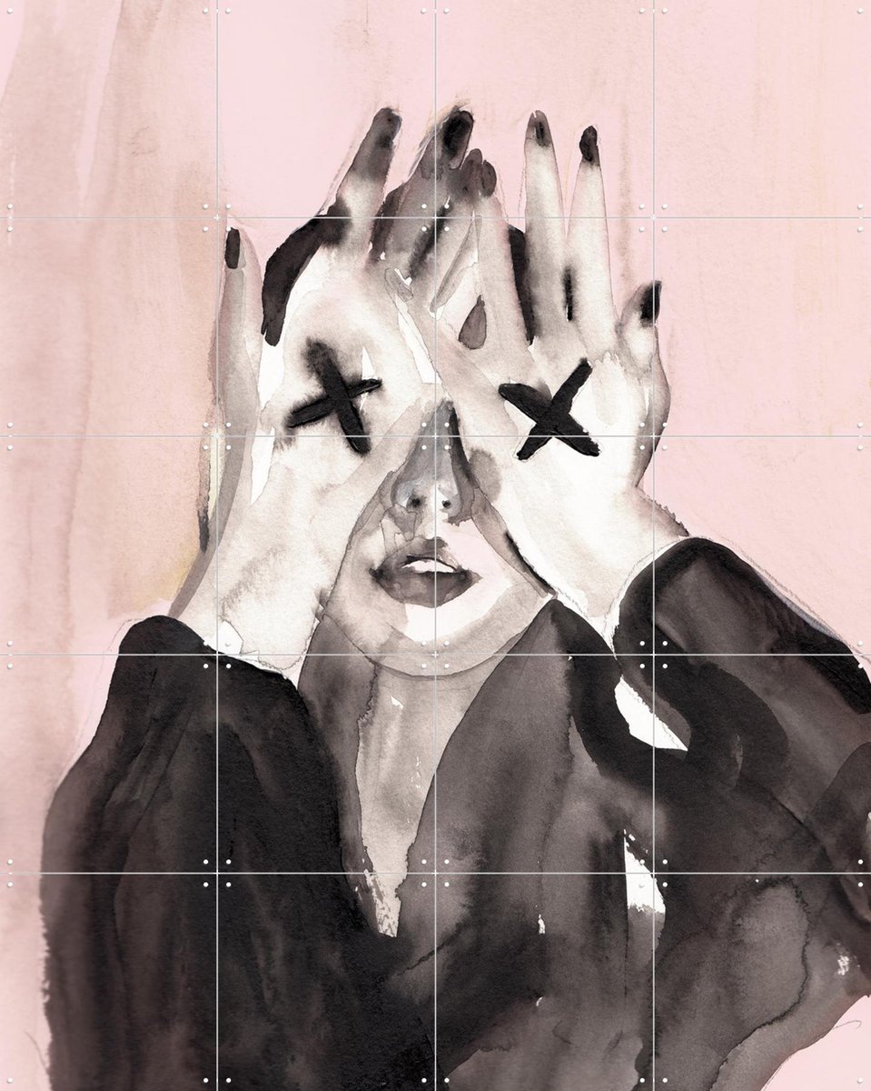 IXXI Make me wanna XX - Pink, Victoria Verbaan - 80 x 100 cm - Gratis ophangtool - Grote wanddecoratie en posters - Illustraties, Aquarel, Woonkamer