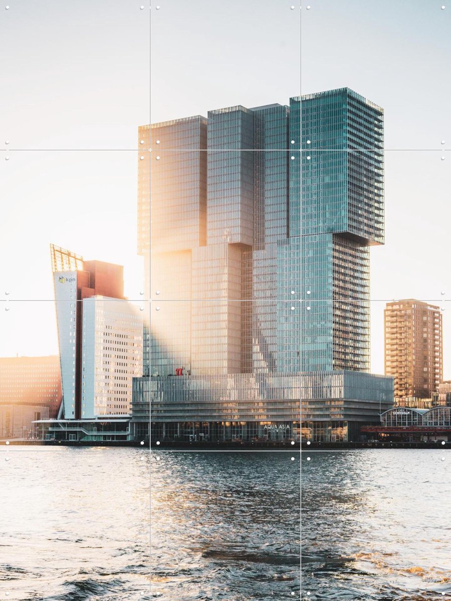 IXXI The Rotterdam, Teun de Leede & Kunst in Kaart - 60 x 80 cm - Gratis ophangtool - Grote wanddecoratie en posters - Fotografie, Woonkamer, Gang