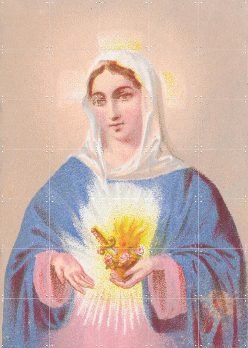 IXXI Couer de Marie, Aster Edition - 100 x 140 cm - Gratis ophangtool - Grote wanddecoratie en posters - Illustraties, Kleurrijk, Vintage, Slaapkamer