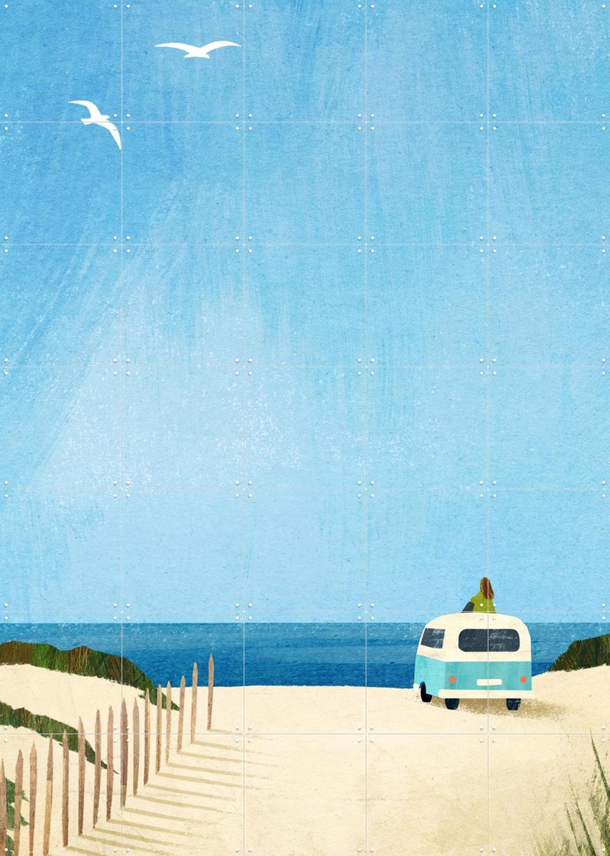 IXXI Van Life II, Henry Rivers - 100 x 140 cm - Gratis ophangtool - Grote wanddecoratie en posters - Speels, Minimalisme, Vintage, Illustraties