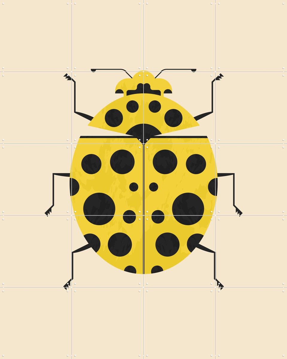 IXXI The Lemon Ladybird, Studio Kars + Boom - 80 x 100 cm - Gratis ophangtool - Grote wanddecoratie en posters - Speels, Geometrische Kunst