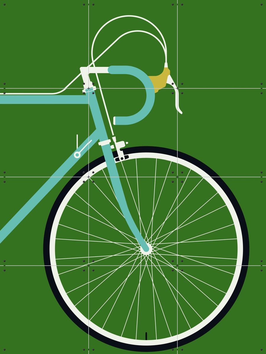IXXI Racing Bike Blue Front, Bo Lundberg - 60 x 80 cm - Gratis ophangtool - Grote wanddecoratie en posters - Digitale Kunst, Minimalisme, Geometrische